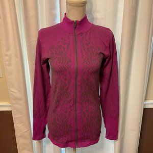 Young USA Athletic Jacket XL Purple Gray Full Zip Long Sleeve Ribbed Detail
